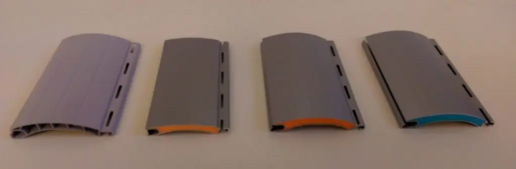 Foto von Rollladen-Profilen im Querschnitt